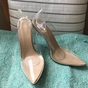 Azalea Wang clear nude heels size 8.5